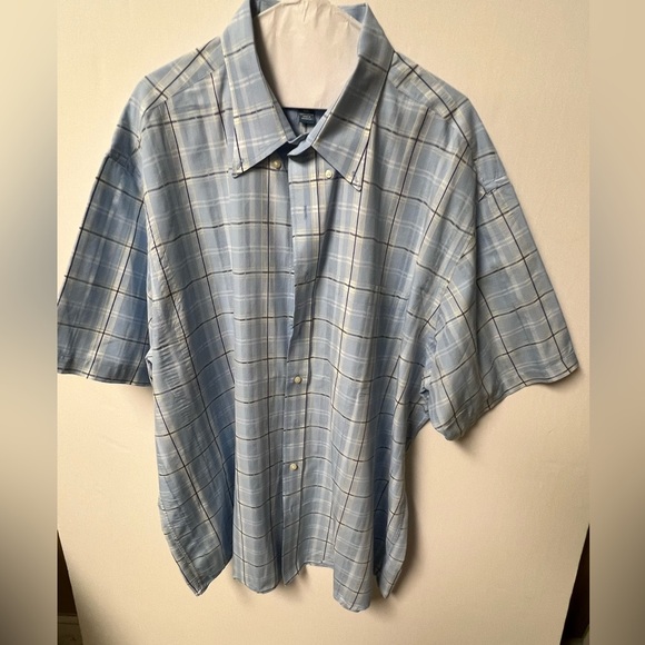 JOS A. BANK CASUAL BLUE BUTTON DOWN SHIRT. SIZE XXL LIGHT BLUE, NAVY AND YELLOW - Picture 1 of 10